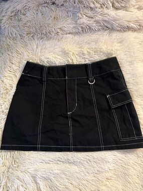 Forever 21 Black Mini Skirt with White Topstitching and D-Ring